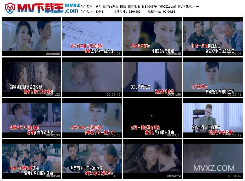 欧姐-放弃的理由_国语_流行歌曲_MB104779